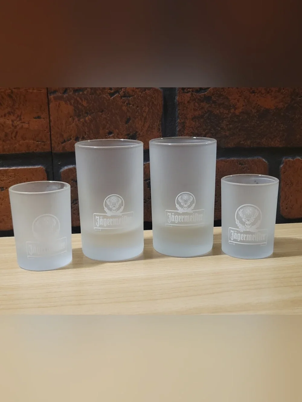 Lot of Four Jagermeister Shot Glasses Various Sizes